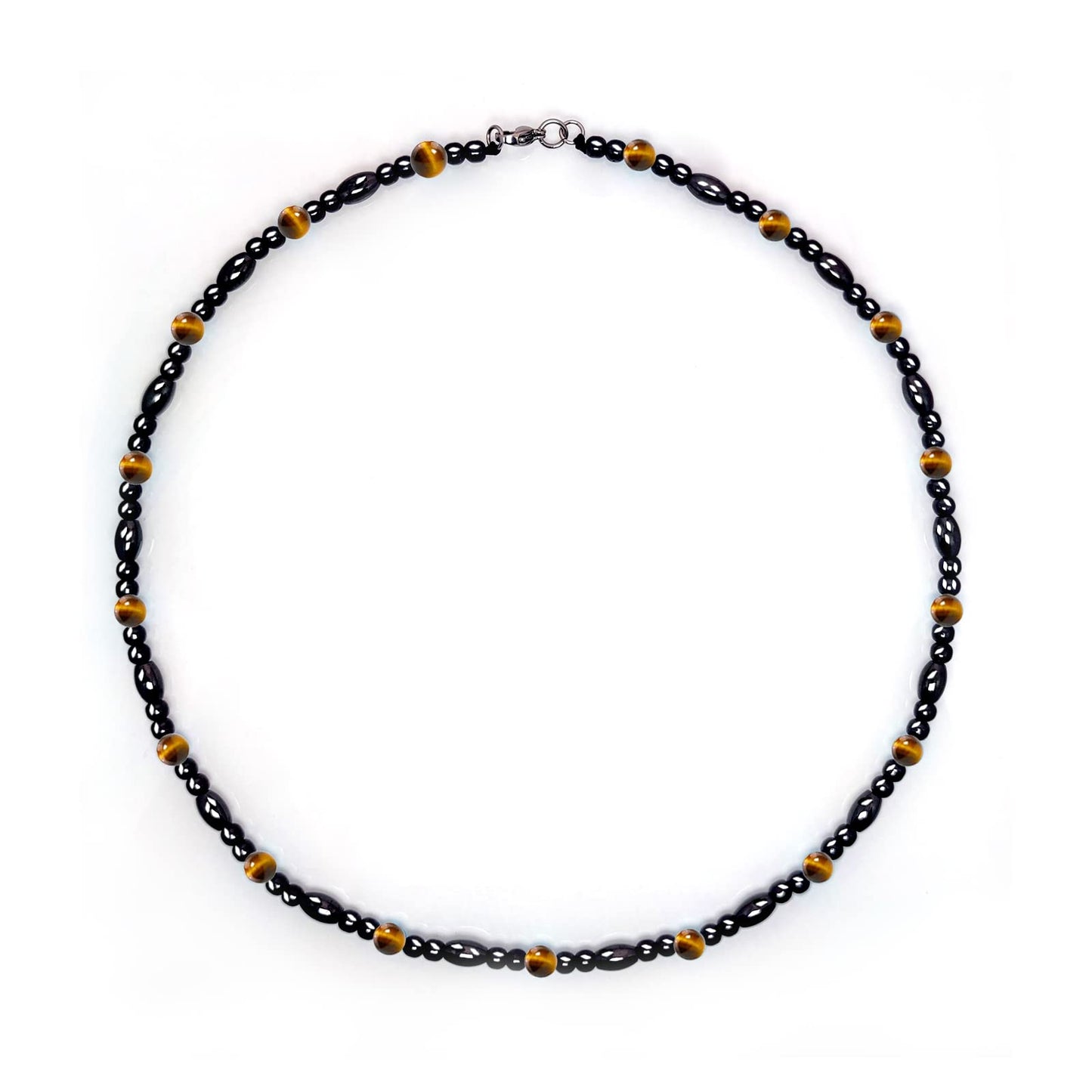 Hion Magnetic Black Obsidian & Tigers Eye Necklace for Women Men, Natural Wellness Jewelry for Daily Comfort & Relaxation