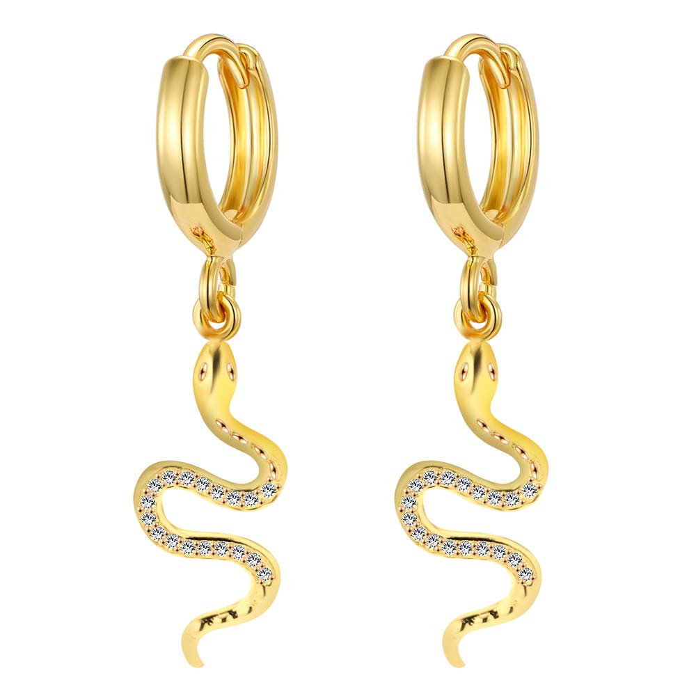 Gold Snake Personalized Huggie Hoop Dangle Stud Earrings Charm Nature Animal Earring Jewelry for Women