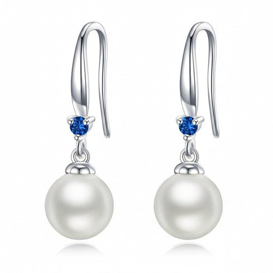 925 Sterling Silver Pearl Leverback Earrings Dangle Drop Birthstone Jewelry Gifts for Women (White Pearl-December)