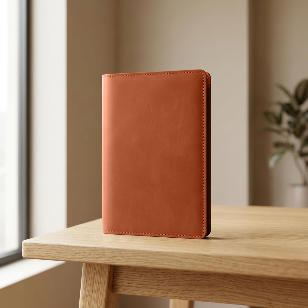 TORAKIP Leather Notebook Cover A5 – Refillable Journal Cover with Card Pockets & Pen Holder, Fits 5.8" x 8.3" Notebooks, Leather Planner Organizer for Work & Travel (Paper Not Included), Warm Brown