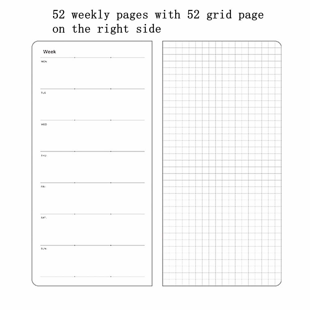 Undated Weekly Planner Notebook Pocket Organizer Appointment Book Journal Notebook A6 Week Plan Notepad (Beige with cover)