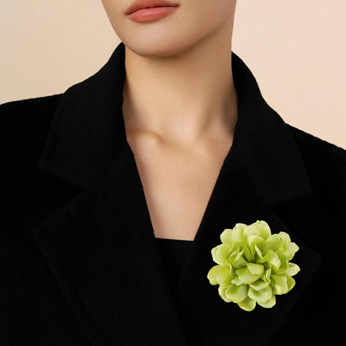 Elegant Large Cloth Flower Brooches Big Camellia Flower Pin for Women Dainty Cloth Fabric Rose Brooches Dress Skirt Scarf Hat Pins Clothing Decoration Accessories (Green 2)