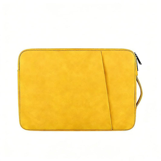 PU Leather Laptop Sleeve 14 inch, Slim Laptop Carrying Case Bag Computer Sleeve Cover Compatible with MacBook Air/Pro, HP, Dell, Lenovo, Asus(Yellow)