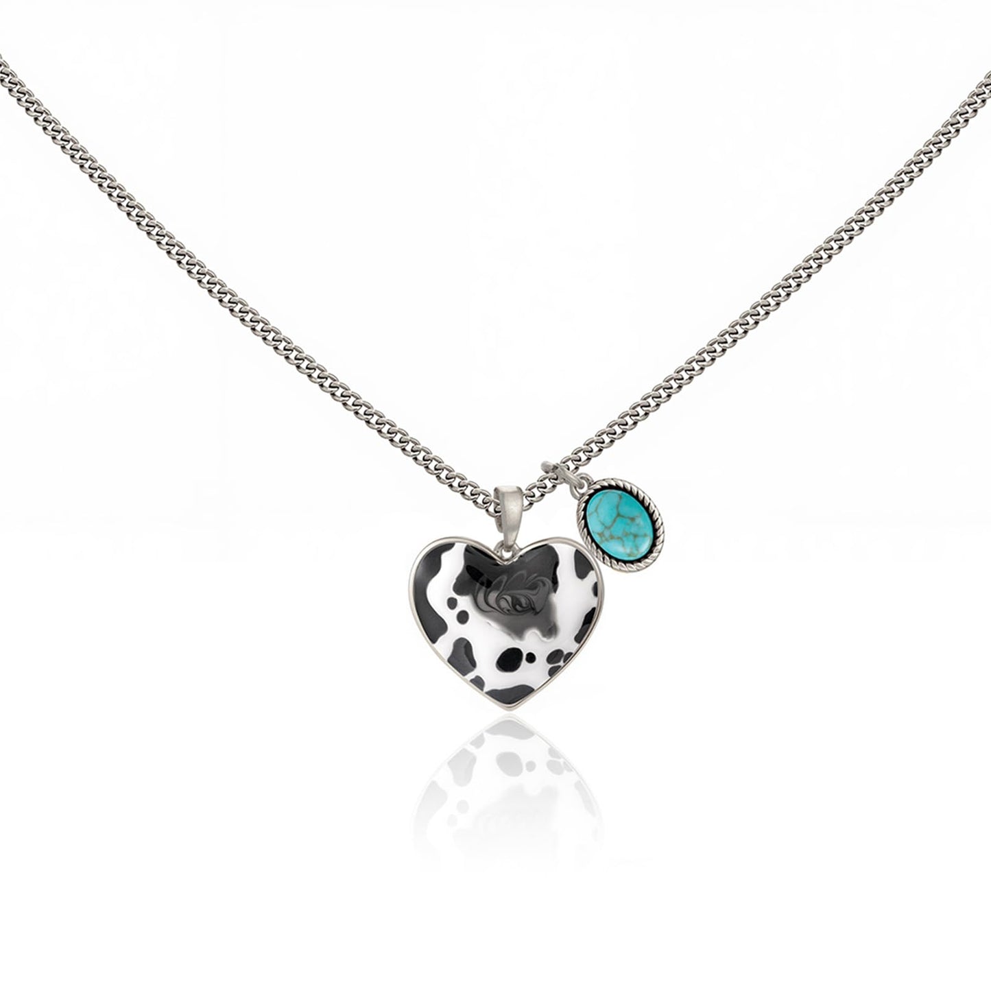 Montana West x Wrangler Western Pendant Necklace for Women 14k Gold Silver Heart Statement Turquoise Cowgirl Vintage Trendy Fashion Jewelry WNS-1129S-TQ