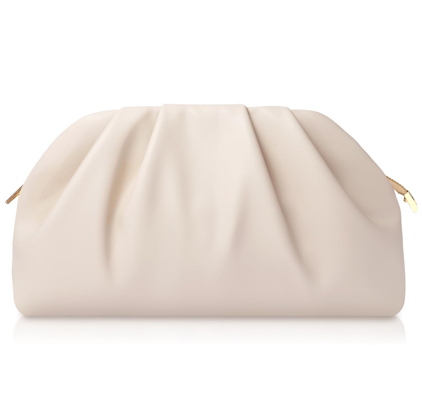 lovyoCoCo Clutch Purse for Women Soft Pleated PU Wedding Clutch, Elegant Evening Bag for Galas, Proms,Cocktail Parties (Beige)