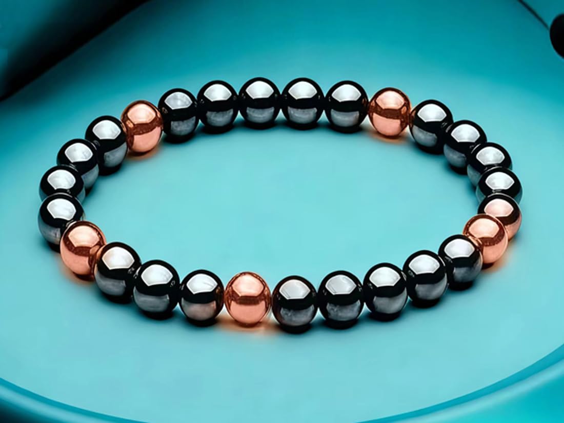 Drkao Copper Bracelet with Magnet Healing Bracelet for Woman Hematite Magnetic Copper Bracelet , Christmas Gift, Valentine's Day, Boss day, Pulsera De Cobre Para Mujer for Family Mom Presents, One Pack Copper Red