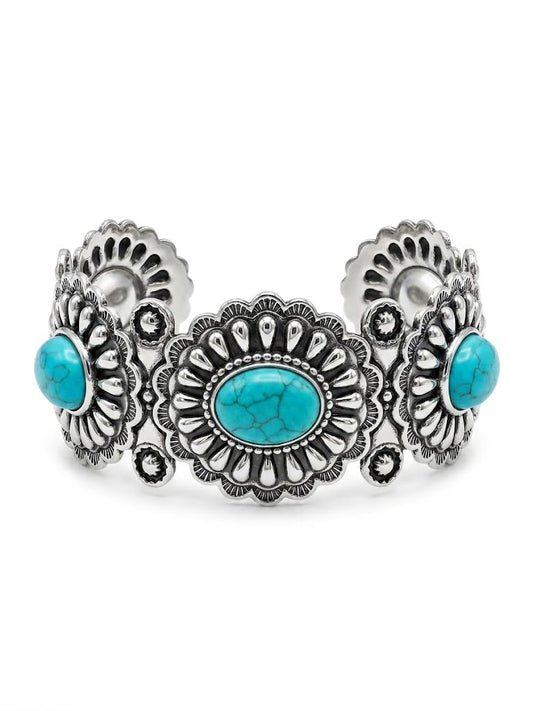 BUBGDYFO Boho Western Statement: Turquoise Cuff Bracelet for Women - Ideal for Music Festivals, Adjustable Cowgirl Country Concerts & Daily Wear Gift