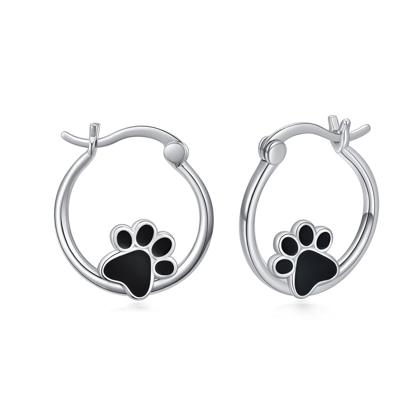 Pet Paw Earrings Sterling Silver Puppy Dog Cat Paw Print Small Hoop Earrings for Sensitive Ears Dog Lovers Graduation Gifts for Women Daughter Her