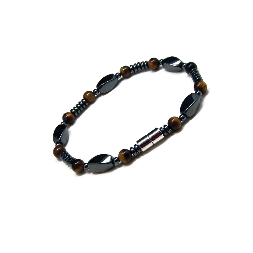 Accents Kingdom Elegant Tiger's Eye Bead Magnetic Hematite Bracelet, 7.5"