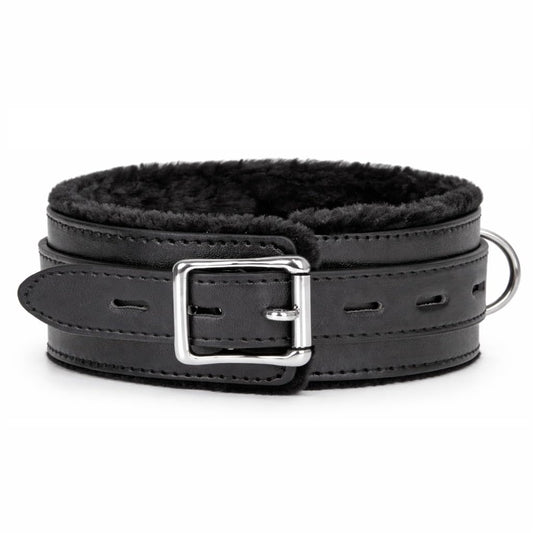 AUEDIRSN Leather Choker Necklace for Women, Gothic PU Leather Collar with Soft Faux Fur Lining, Adjustable Fashion Choker with Metal Buckle for Cosplay, Punk Style & Daily Wear (Black)