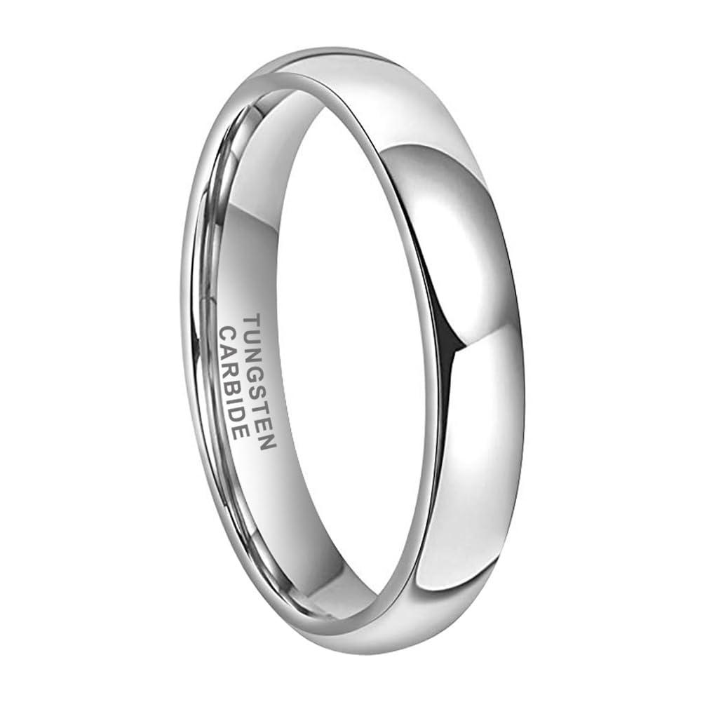 TUTISS 4mm Tungsten Rings for Women Men Engagement Wedding Bands Domed Polished Comfort Fit Size 11