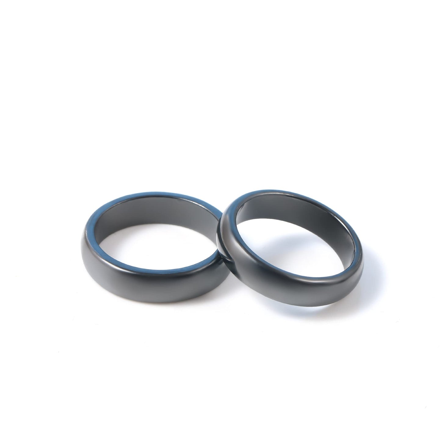 COLORFUL BLING 2Pcs Black Hematite Stone Rings Necklace Set Anxiety Absorb Negative Energy Balance Chakra Healing Jewelry for Women Men(6MM)-8