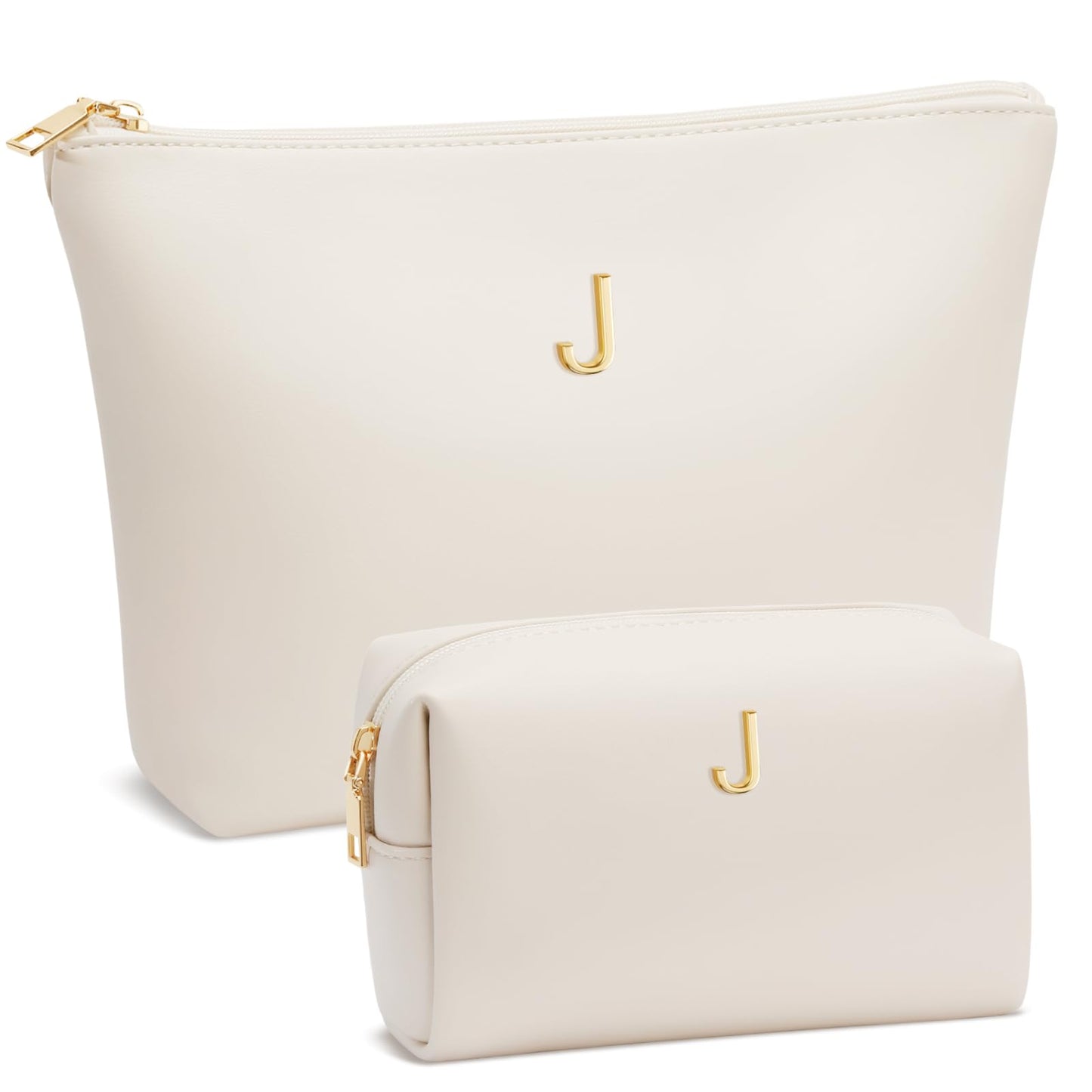 CLOUDWINGS Graduation Gifts | Initial Makeup Bag for Women Personalized Gifts for Bridesmaid Teachers Friend Female College Cosmetic Travel Toiletry Bag(Beige,J)
