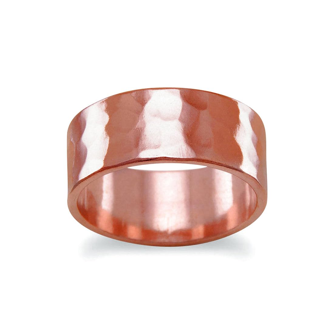 JewelryWeb 8mm Solid Copper Hammered Ring Size 10 Band Style-Ring for Women