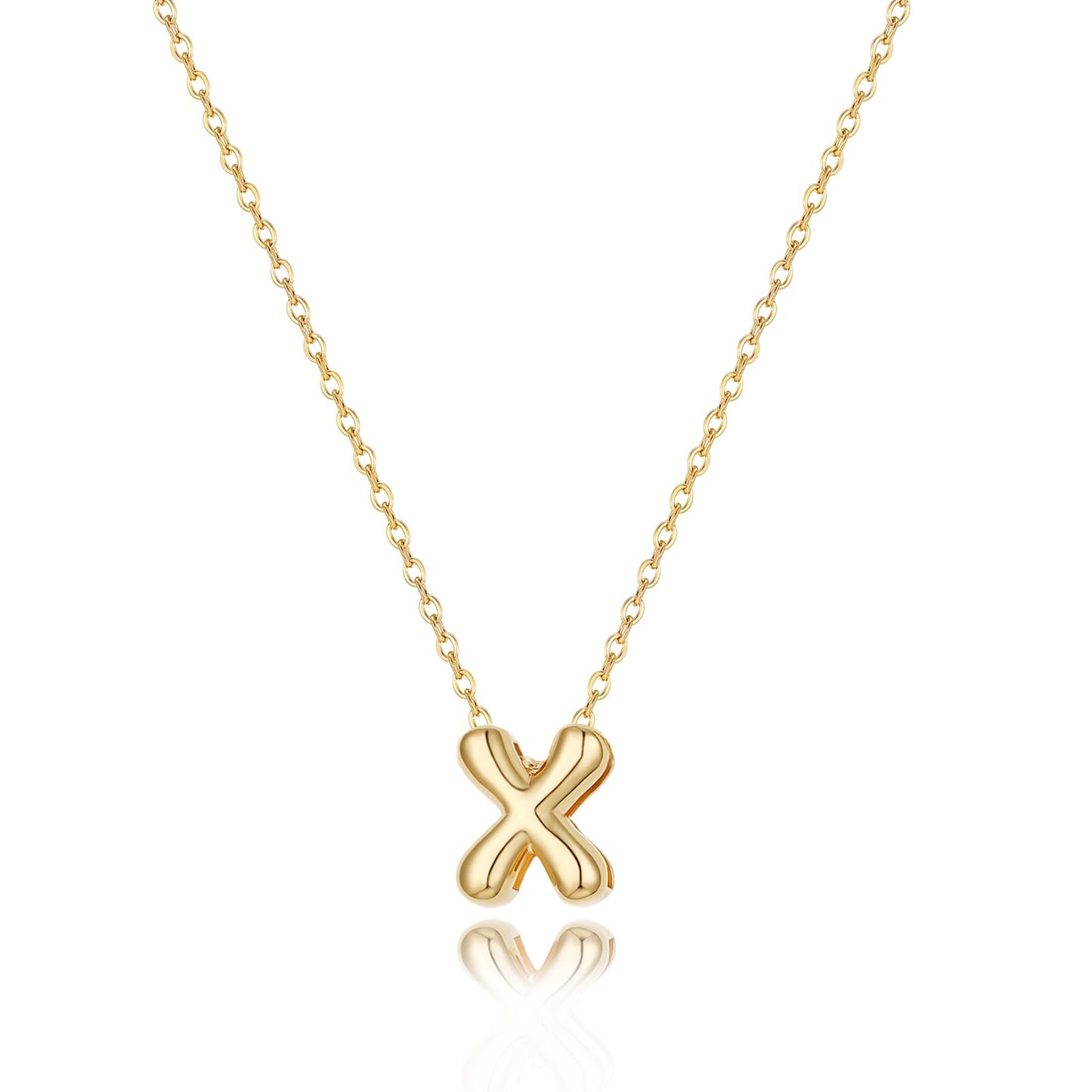 CUEZIY 14K Gold Plated Bubble Letter Necklace Initial Necklaces for Women Dainty Personalized Charm Pendant Name Necklace Cute Non Tarnish Fashion Accessories Teen Gift Trendy Stuff Jewelry Gifts