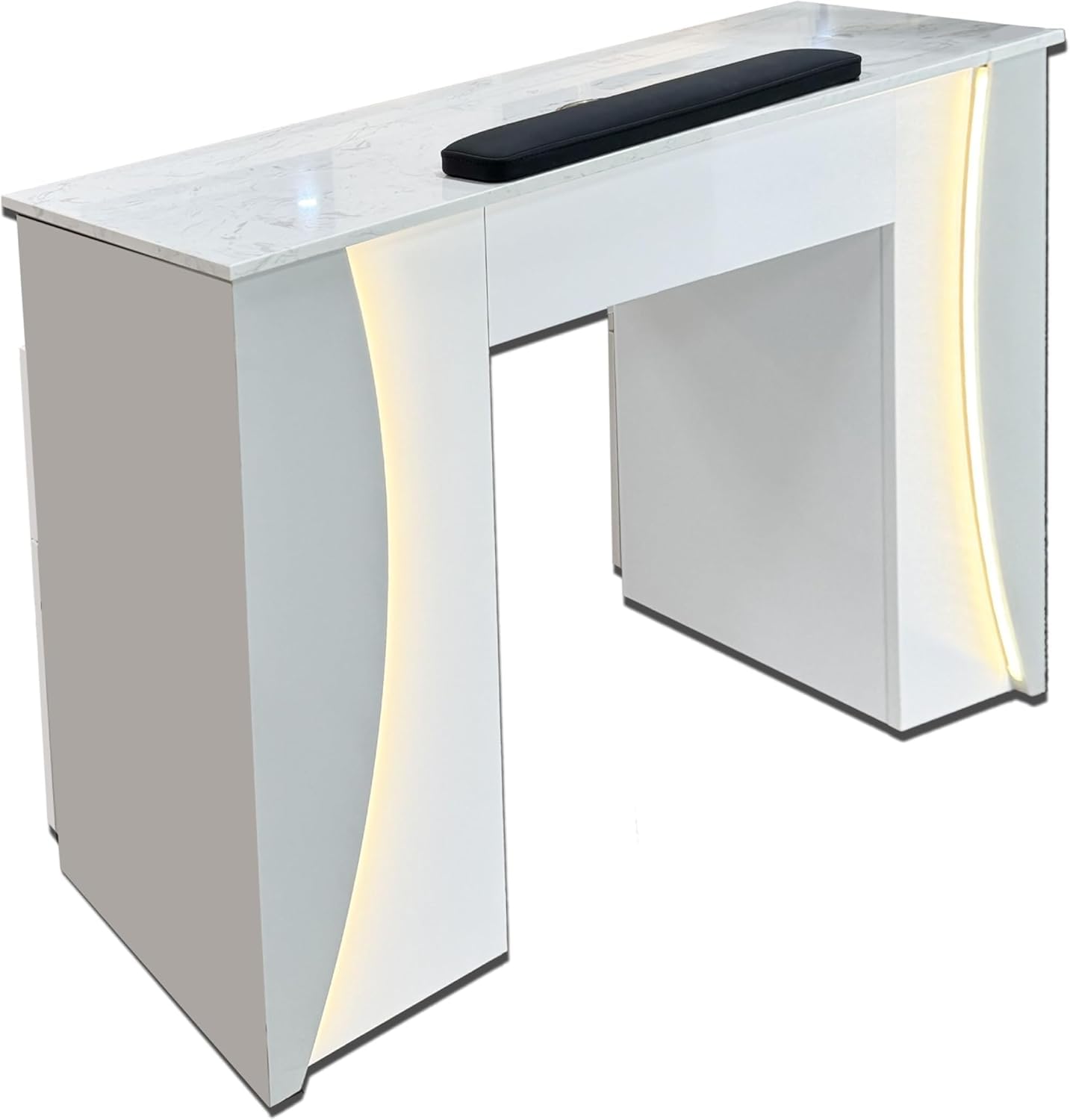 Venus Manicure Table Fan and Chair Set – Modern LED Nail Station Desk with Technician & Customer Chair, Ergonomic Design, Black & White Finish (Grey, Black)