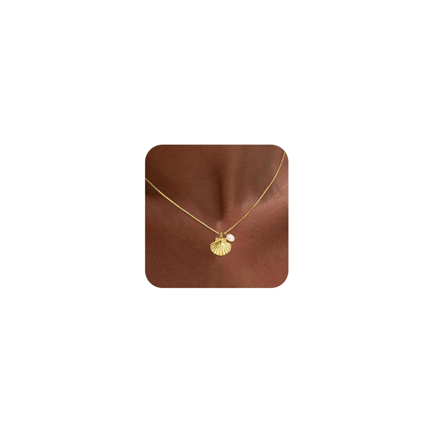 JOBICY Seashell Necklaces for Women, 14k Gold Pearl Pendant Necklace Dainty Gold Necklace for Women Trendy Summer Necklace Waterproof Beach Jewelry Gifts
