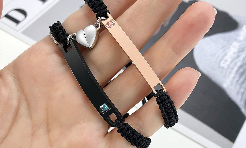 MEALGUET I Love You 3000 Couple Bracelet for him her, Hand Braided Couple Bracelets Set Mutual Attraction Relationship Bracelet Personalized Gift for Men Women, Handmade