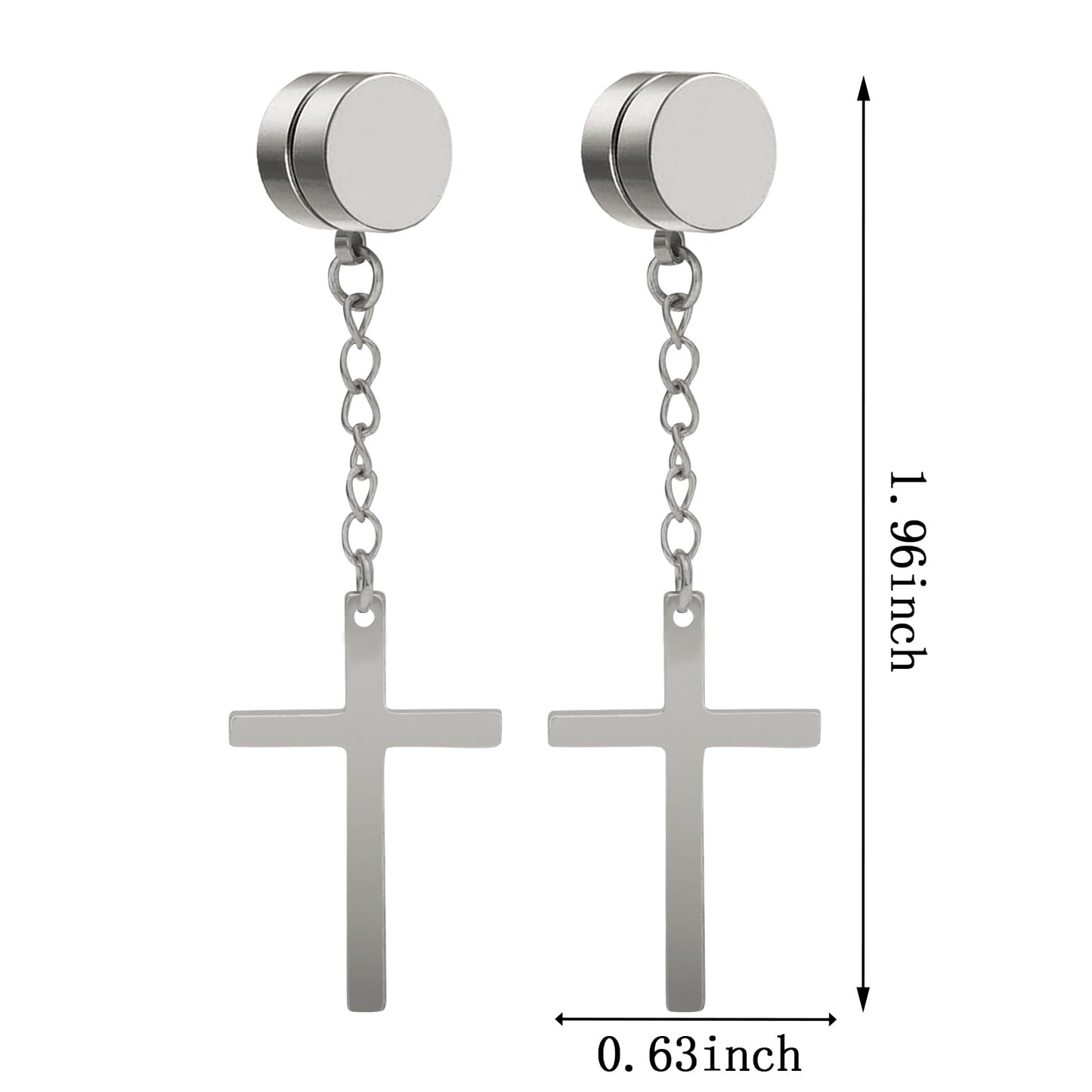 NEWITIN Magnetic Stud Earrings for Men Clip on Earring Stainless Steel Magnet Earring Unisex Non Piercing CZ Hoop Cross Diamond Magnetic Earrings for Men Women