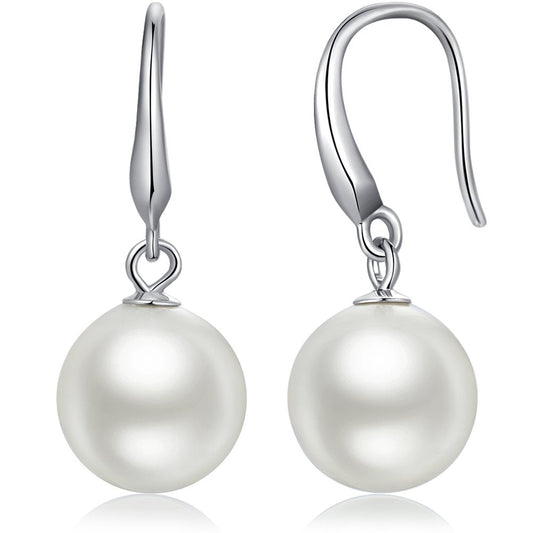Han han Pearl Dangle Earring for Women 925 Sterling Silver Drop Earrings 10MM