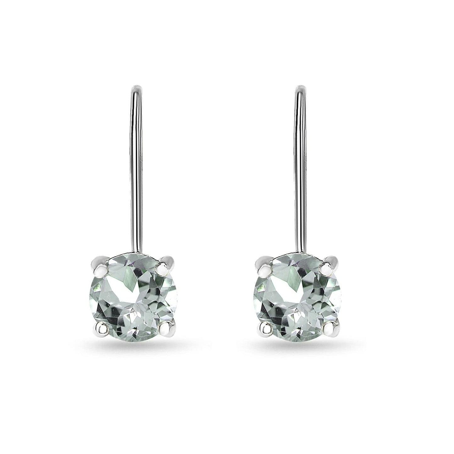 Aquamarine Earrings for Women Sterling Silver 6mm Round Leverback Drop Light Color Gemstone Light Blue Earrings Prom Summer Fashion