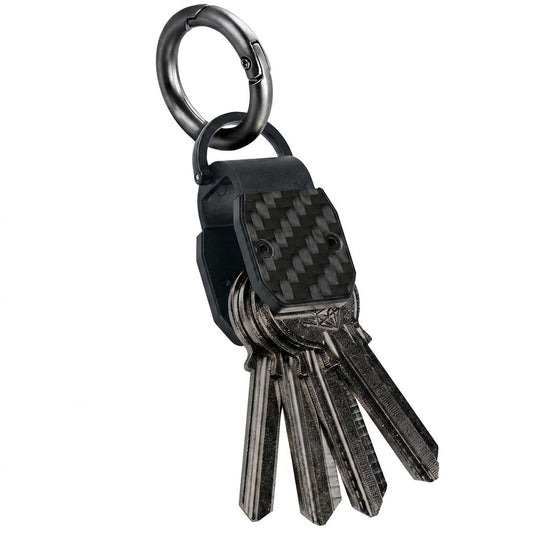 CAXGEK Compact Metallic Mini Key Organizer Keychain - Aluminum Carbon Fiber Key Holder Key Case.