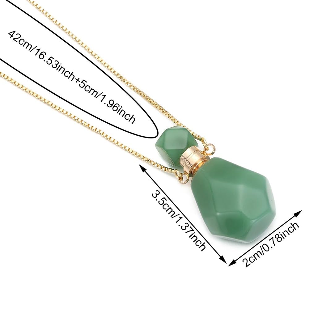 925 Sterling Silver Essential Oil Necklace For Women And Men, 14K Gold Filled Natural Stone Round Perfume Bottle Necklace, Essentials Oil Diffuser Vial Necklace (1 - Essential Oil Necklace)