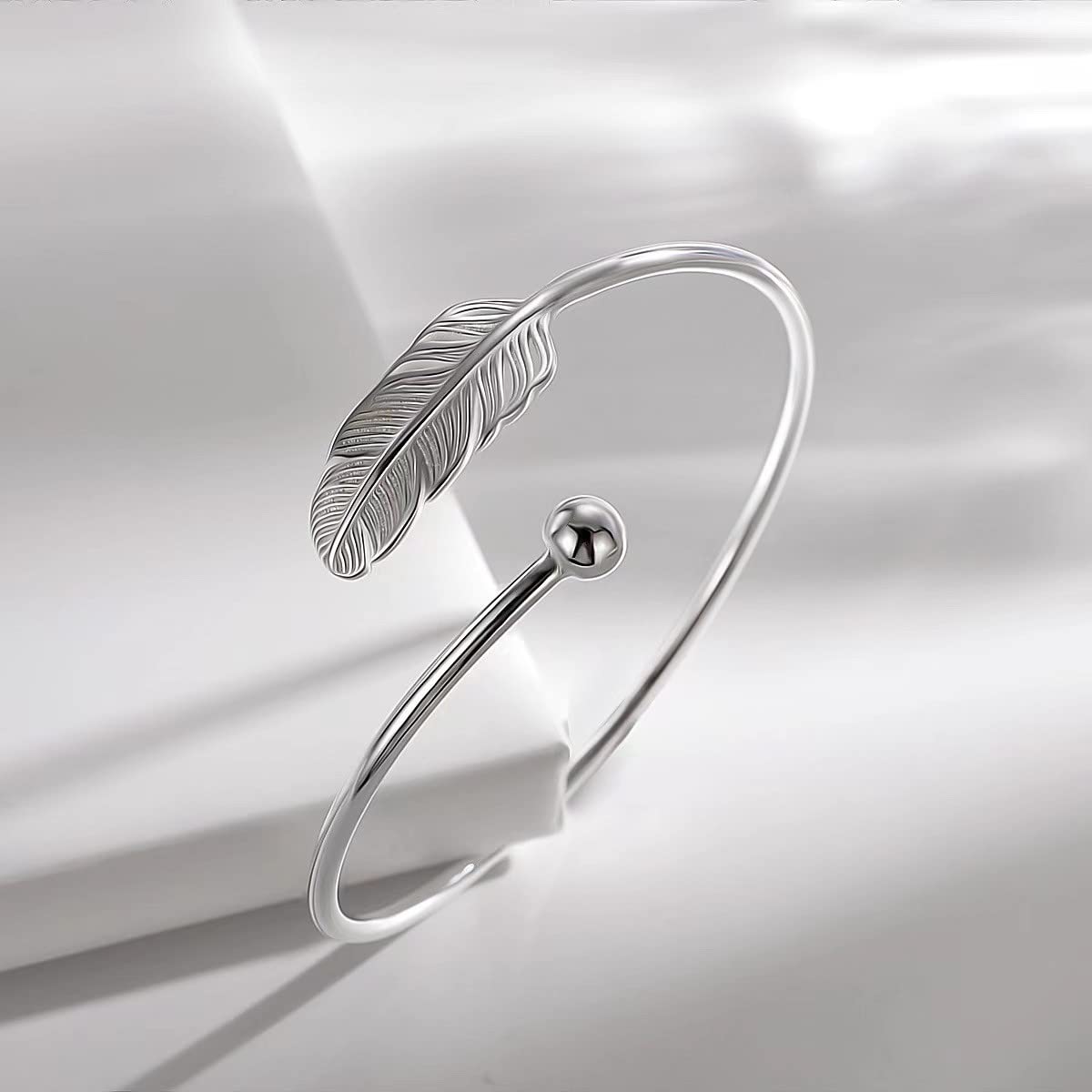 Sterling Silver Bangle Bracelets for Women,Fashion Jewelry Simple Adjustable 925 Silver Cuff Bangles for Women Mom Wife Valentine Mothers Day Gift (Silver-5)