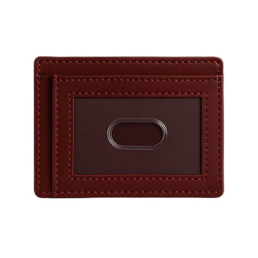 PavinCrafter Slim Leather Wallet for Men & Women – Minimalist Front Pocket Card Holder, Small Money Clip Wallet, Genuine Leather Credit Card Case (Wine)