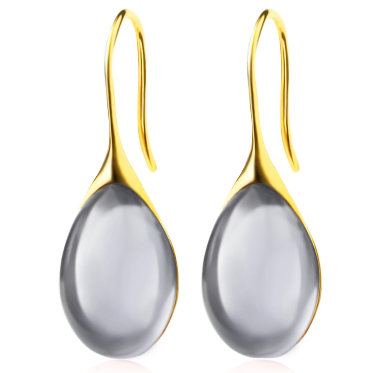 JIMARIN Lightweight Vintage Sparkly Crystal Rhinestone Teardrop Dangle Drop Earrings Bohemian14K Gold Geometry Hook Earring for Women (Gold Grey)