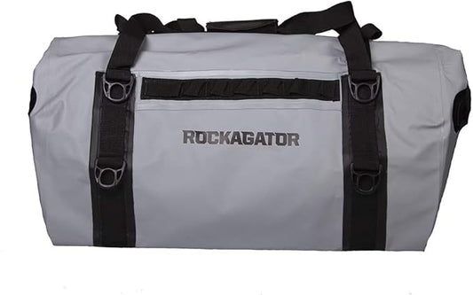 Waterproof Duffle Bag for Travel and Camping with Roll-Top Closure, Durable, All-Weather, and Versatile Dry Bag - Rockagator Mammoth Series (90 Liter, Grey/Black)
