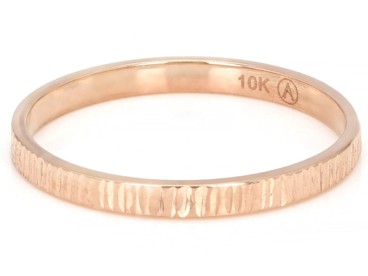 JTV 10K Gold 2 mm Textured Band Ring - Unisex Wedding Band - Elegant, Durable, & Comfortable for Everyday Wear, Anniversary, or Gift - (Rose Gold, 5)