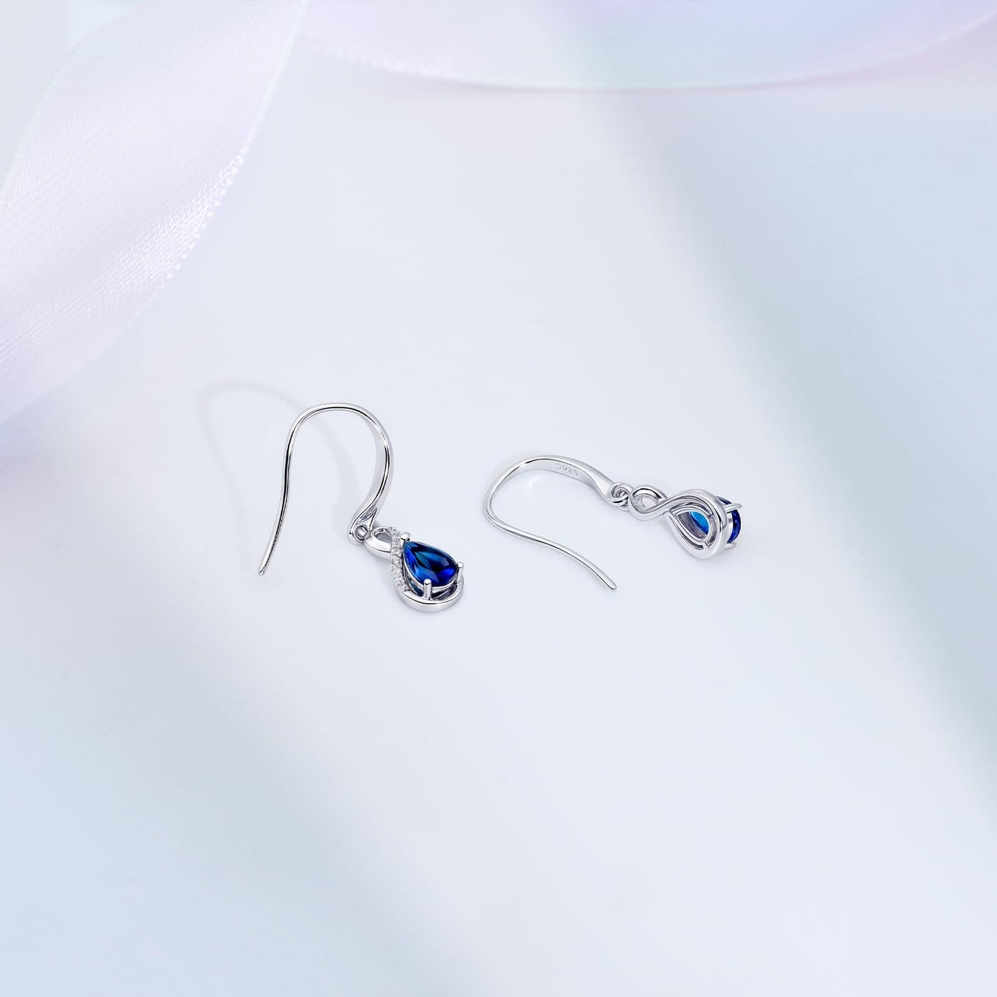 Infinity Birthstone Earrings 18K White Gold Plated 925 Sterling Silver Teardrop Infinity Drop Dangle Earrings September Birthstone Jewelry Birthday Gifts for Women Her Mother Wife