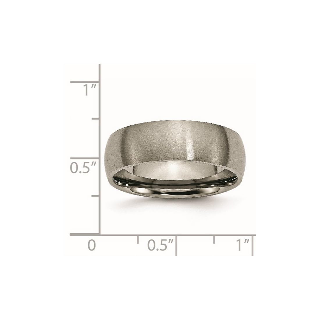 JewelryWeb Titanium Half Round 7mm Brushed Band Ring Size 9 Ring for Women and Men