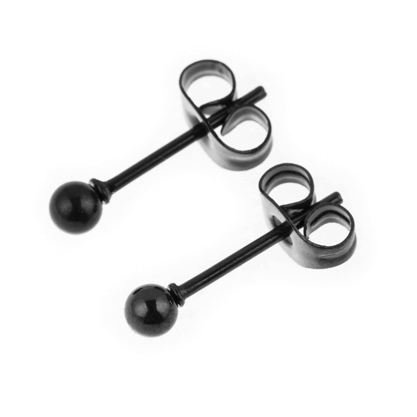 Memsion 316L Surgical Steel Earrings Hypoallergenic Black Ball Stud Earrings Set for Women Men Nickel Free Cartilage Ear Rings 5 Pairs Assorted Sizes(2mm-6mm)