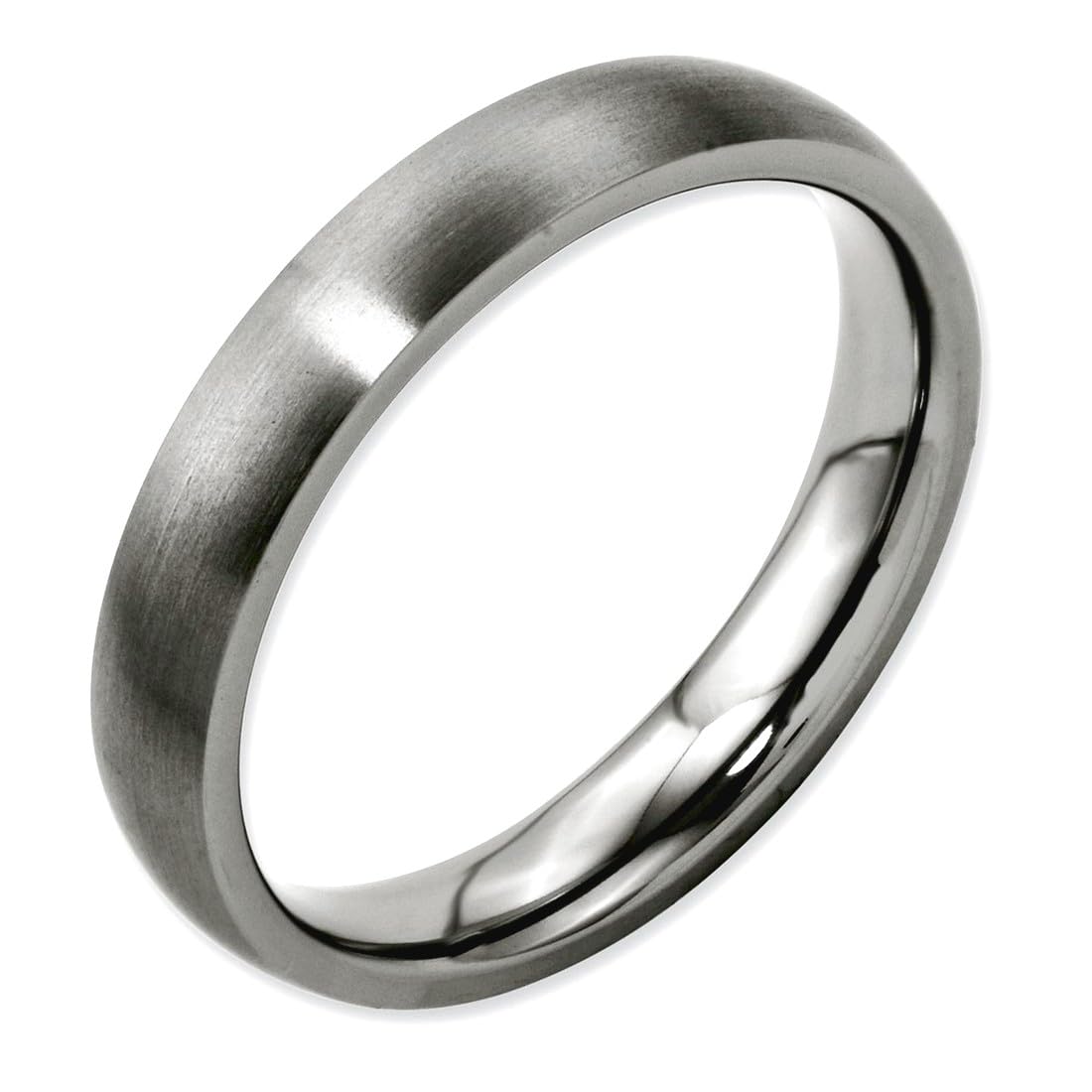 JewelryWeb Titanium Half Round 4mm Brushed Comfort-Fit Wedding Band Ring Size 5.5 Wedding Band for Women and Men
