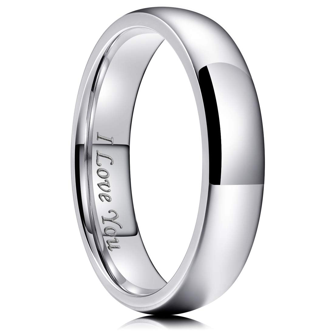 King Will 316L Stainless Steel Wedding Band for Men Women-6mm Width Sliver Plated Wedding Ring Domed Style High Polished with Laser I Love You Comfort Fit Size 11