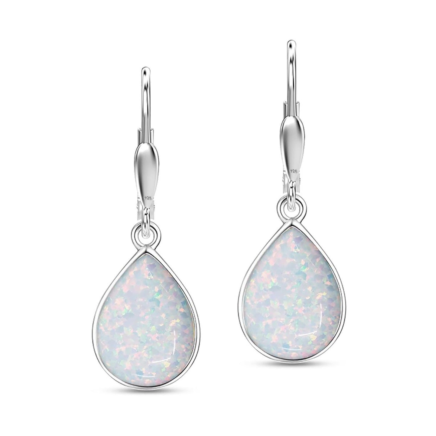 LeCalla 925 Sterling Silver Teardrop Leverback Earrings for Women | Pear Shaped Yellow Opal Dangle Earrings 30MM