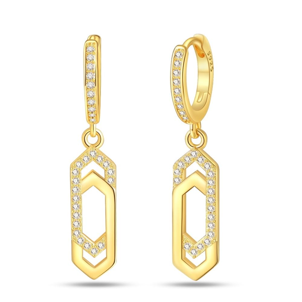Cycuff 925 Sterling Silver Hoop Earrings Colorful Cubic Zirconia Jewelry Drop Earrings for Women Set Earring Presents for Her