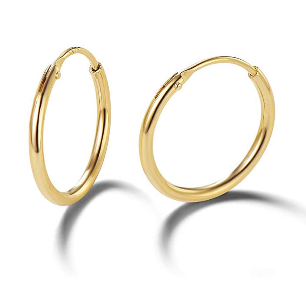 EPIRORA Silver Hoop Earrings- Cartilage Earring Small Hoop Earrings for Women Men,4 Pairs of Hypoallergenic 925 Sterling Silver Tragus Earrings(Gold,8mm/10mm/12mm/14mm)