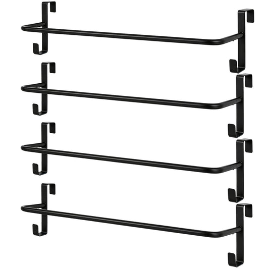 Zwinz 4Pcs Heavy Duty Horse Blanket Rack with Bridle Hooks, No-Drill Wall Mounted Assembled Blanket Bar, Saddle Pad Rack for Horse Tack Storage, Black