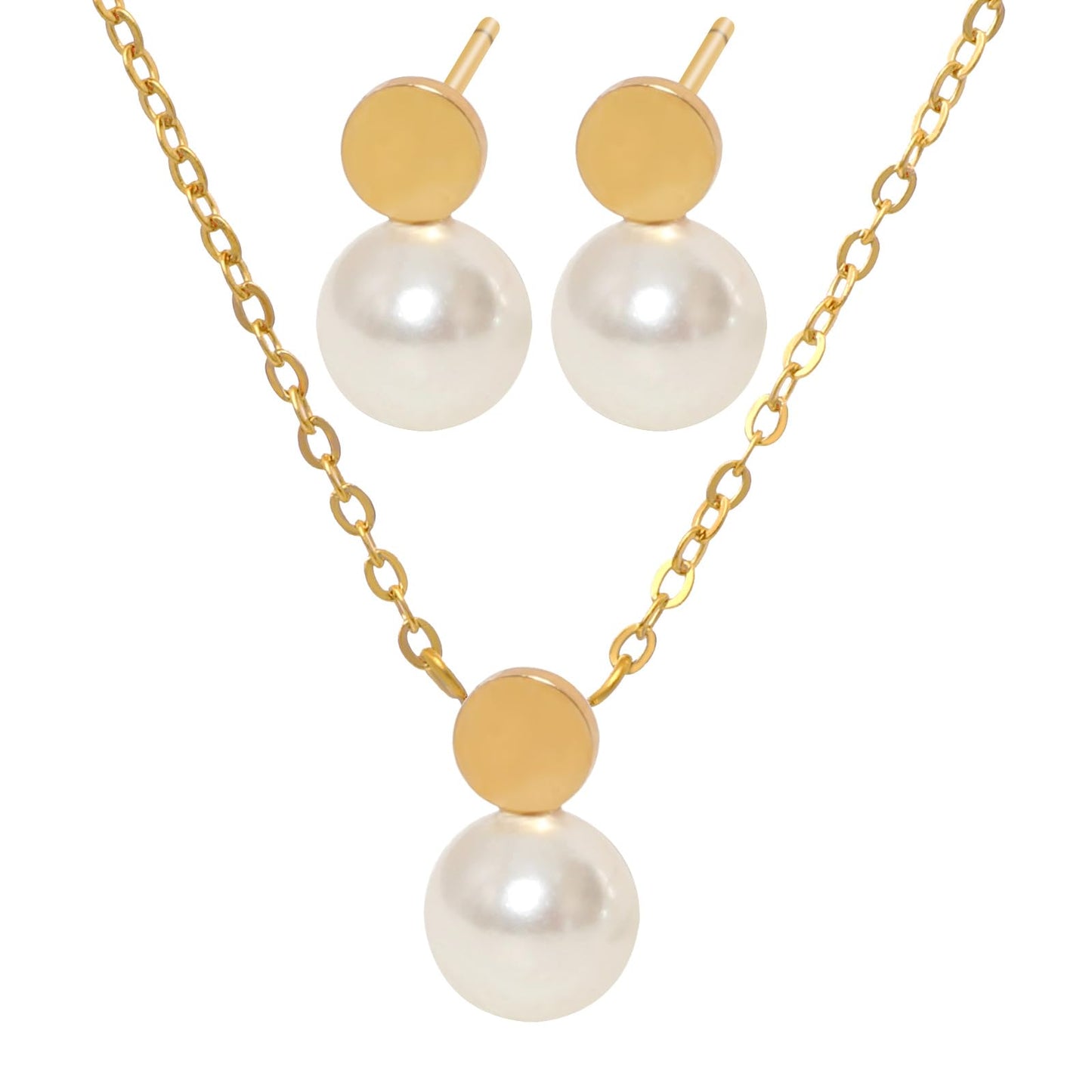 TaYolnFaSo Adorable Little Pearl Jewelry Set for Female Dainty Pearl Necklace Earrings Set Prom Jewelry Gift for Women