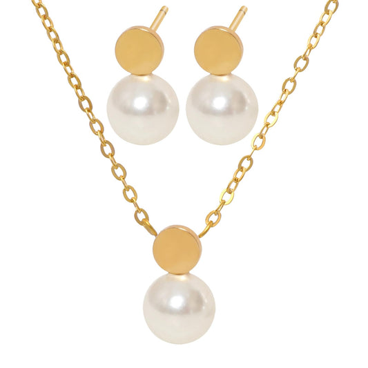 TaYolnFaSo Adorable Little Pearl Jewelry Set for Female Dainty Pearl Necklace Earrings Set Prom Jewelry Gift for Women