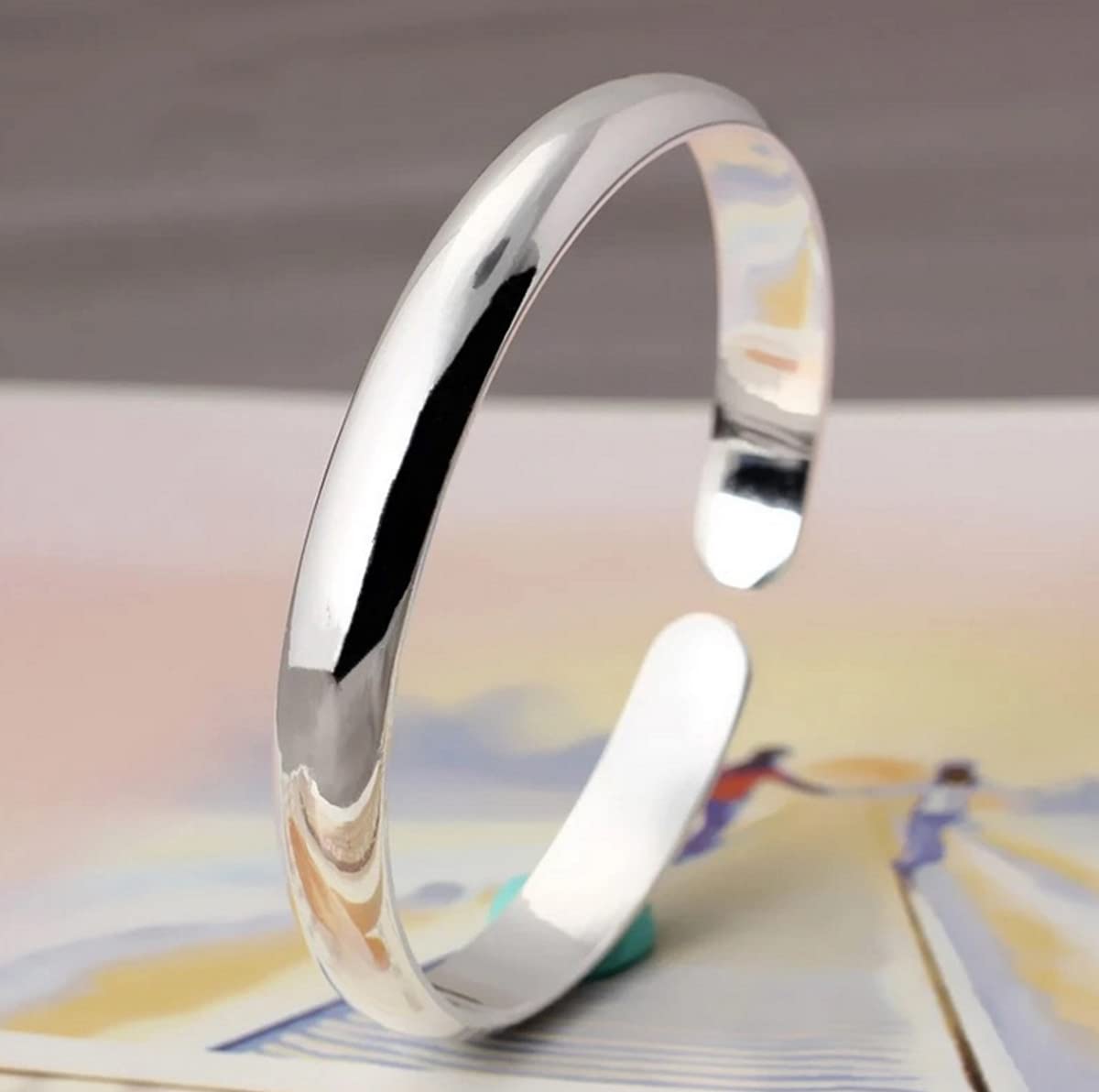 Sterling Silver Bangle Bracelets for Women,Fashion Jewelry Simple Adjustable 925 Silver Cuff Bangles for Women Mom Wife Valentine Mothers Day Gift