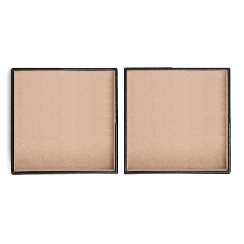 Glenor Co Jewelry Organizer Tray - Set of 2 - Stackable Empty 2 Inch Deep Jewelry Storage Trays w/o dividers - Display on Dresser or Drawer - Compatible with Other Trays - Black