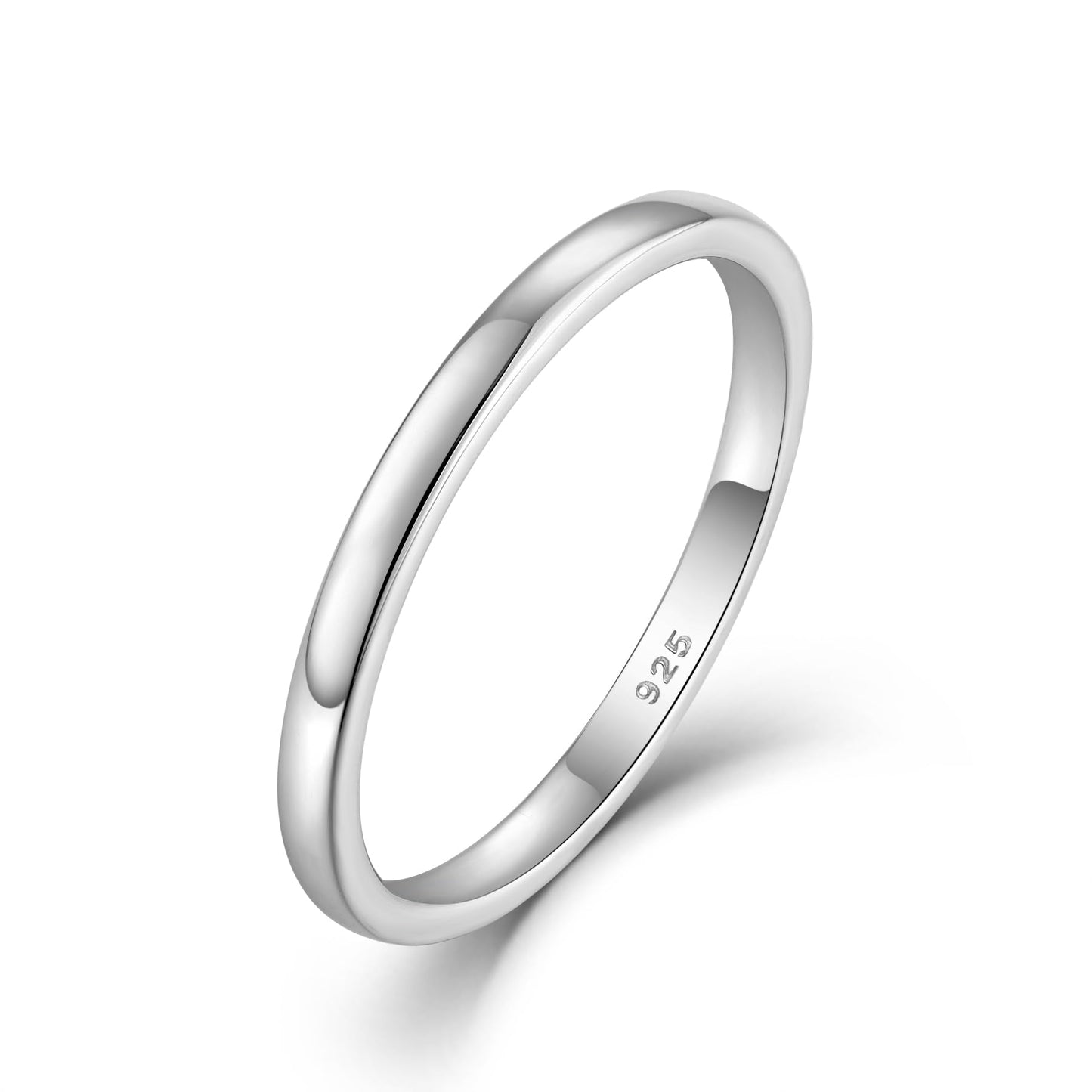 STARCHENIE Solid 925 Sterling Silver 2mm Wedding Band Ring, Comfort Fit High Polish, for Men and Women (Size 12)