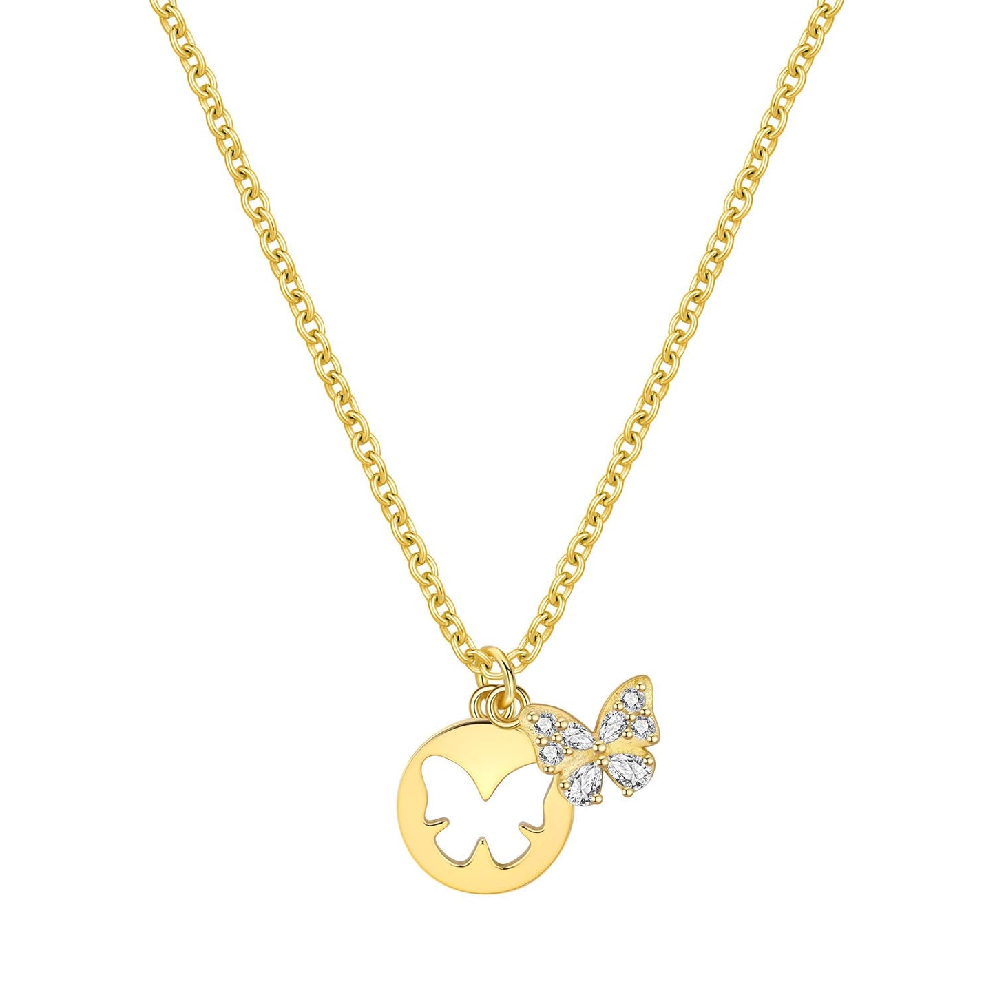 MISEFF 925 Sterling Silver Fashion Pendant Necklace for Women，Fashion Jewelry, 18K Gold Plated， Advanced Retro Series Link Chains ，Basic Multifunctional Accessories Suitable for Multiple Occasions and Daily Wear (Butterfly)