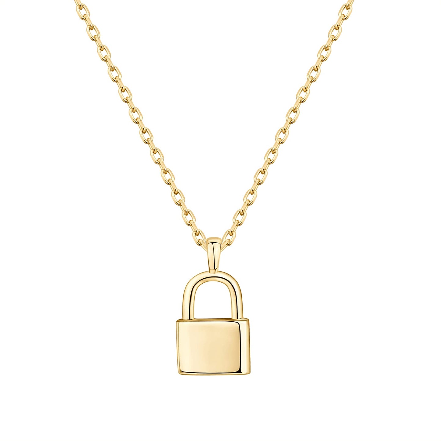 PAVOI 14K Yellow Gold Plated Lock Pendant Necklace | Womens Cute Necklaces | Friendship Necklace for Women