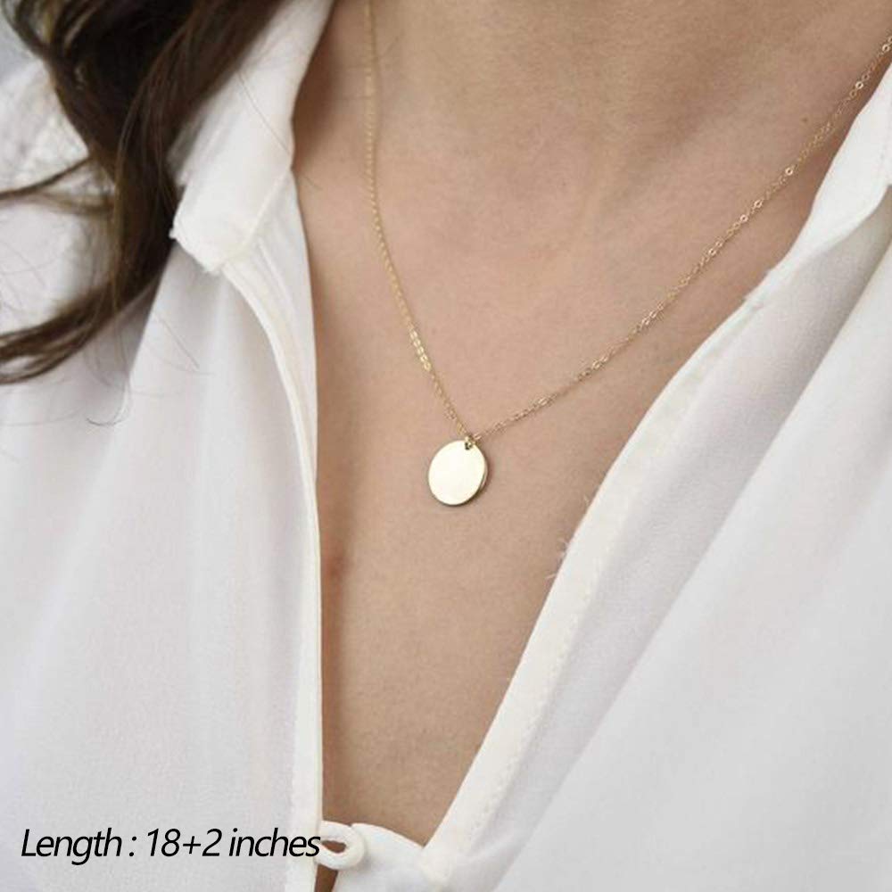 Turandoss Delicate Layered Necklaces for Women Choker Disc Necklace Hammered Disc Necklace Chokers for Women