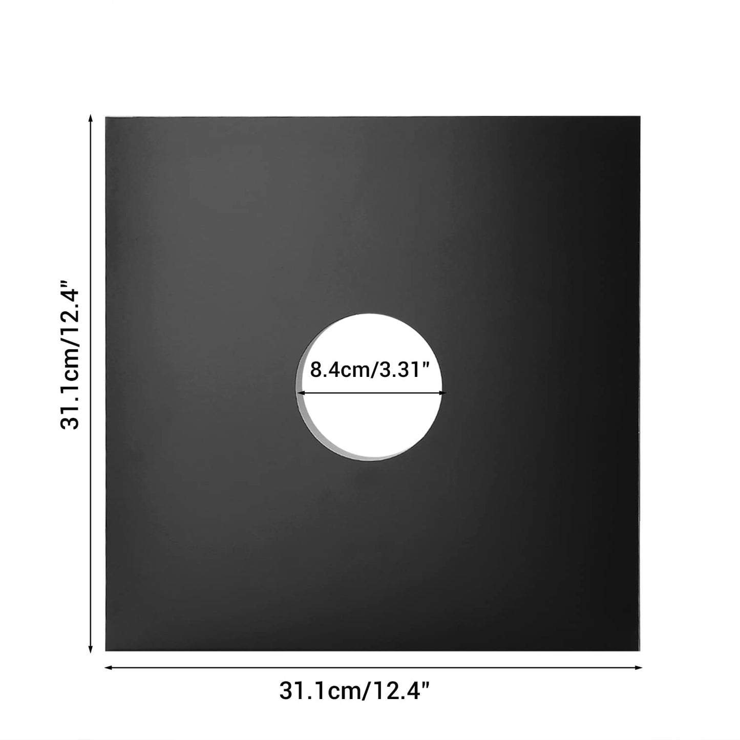 Facmogu 10PCS 12in Vinyl Record Sleeves, 350gsm Heavyweight Cardboard Record Jacket with Hole, LP Vinyl Album Covers Jackets for 33 RPM, Anti Static Record Storage Protector Cover - Glossy Black